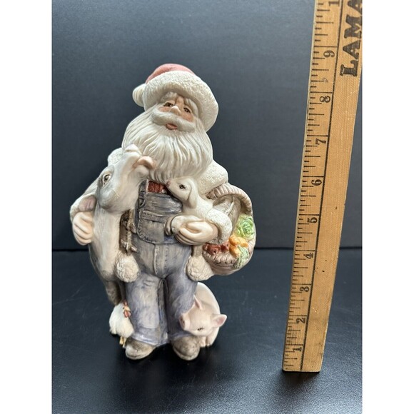 Christmas Hand Painted Atlantic Mold Ceramic Santa W Farm Animals 10" - Picture 8 of 8